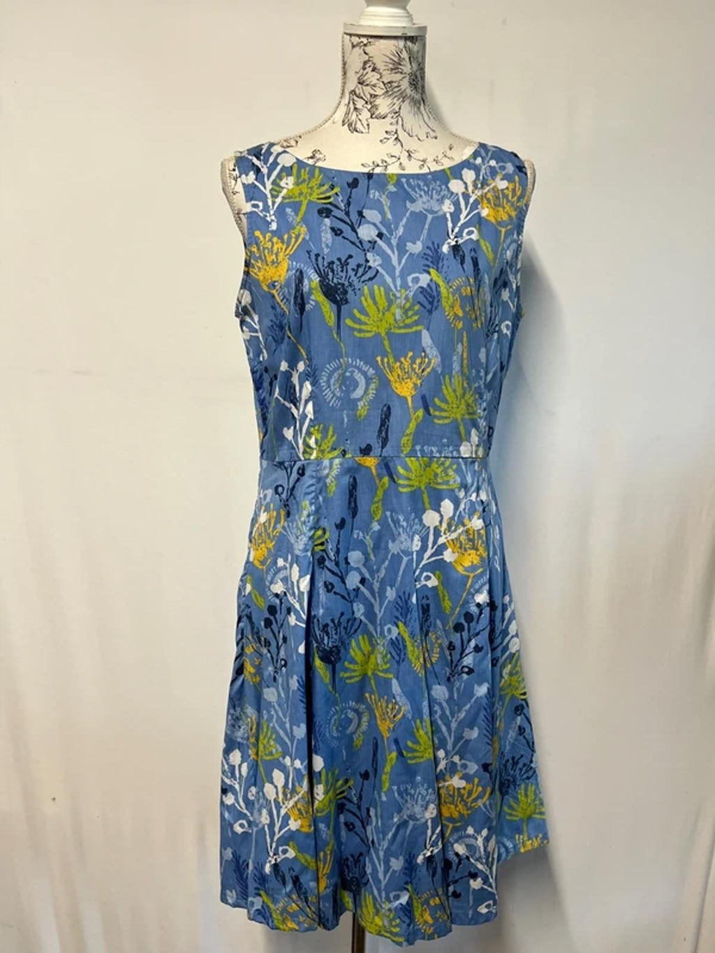 Lily & Me | 12 | Blue Cotton Abstract Floral Midi Dress