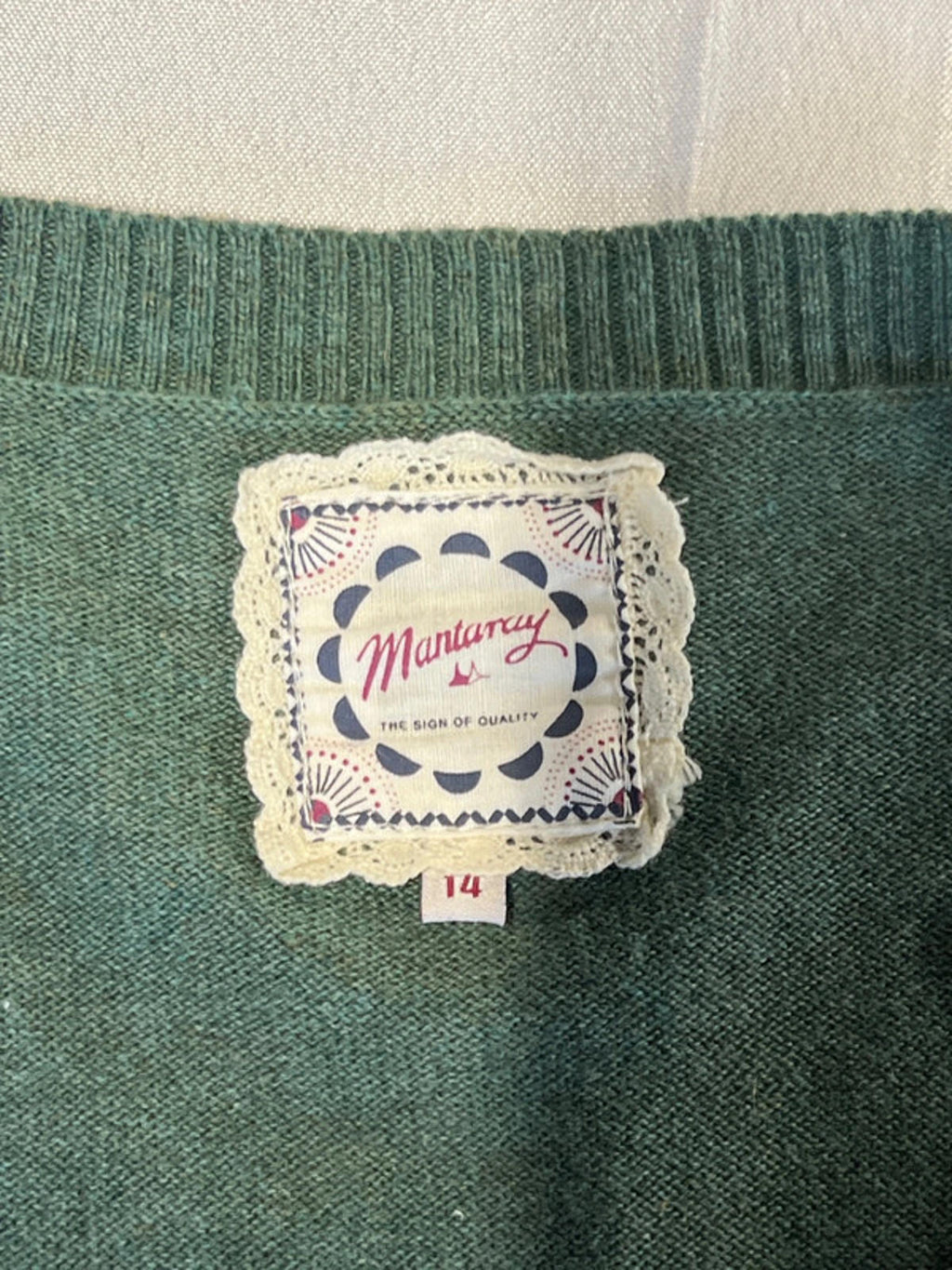Mantaray | 14| Green Cotton Cardigan