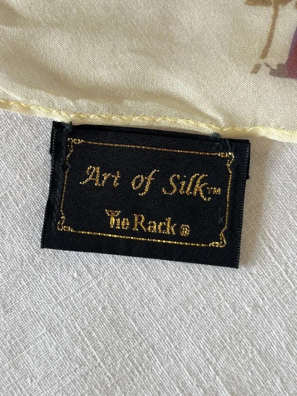 Vintage Tie Rack | Cream Floral Silk Scarf