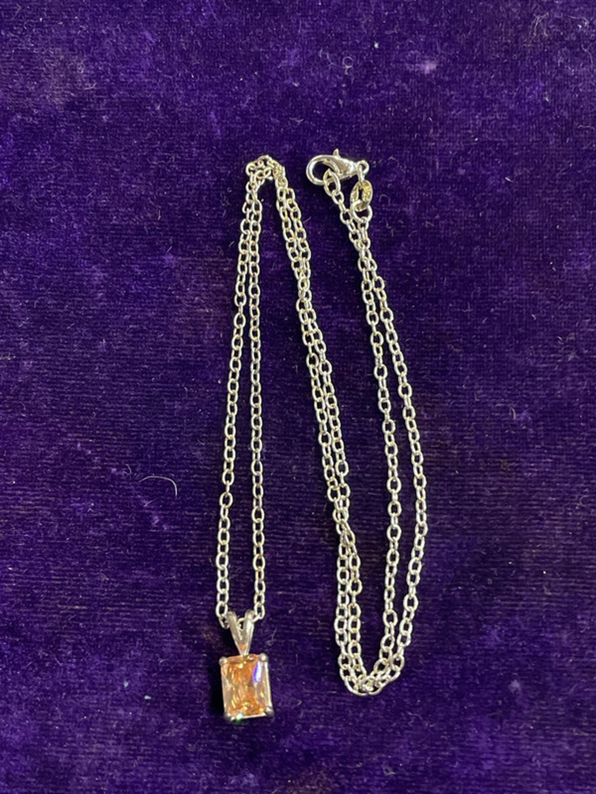Next | 925 Silver Necklace | Cubic Zirconia Pendant | 26cm