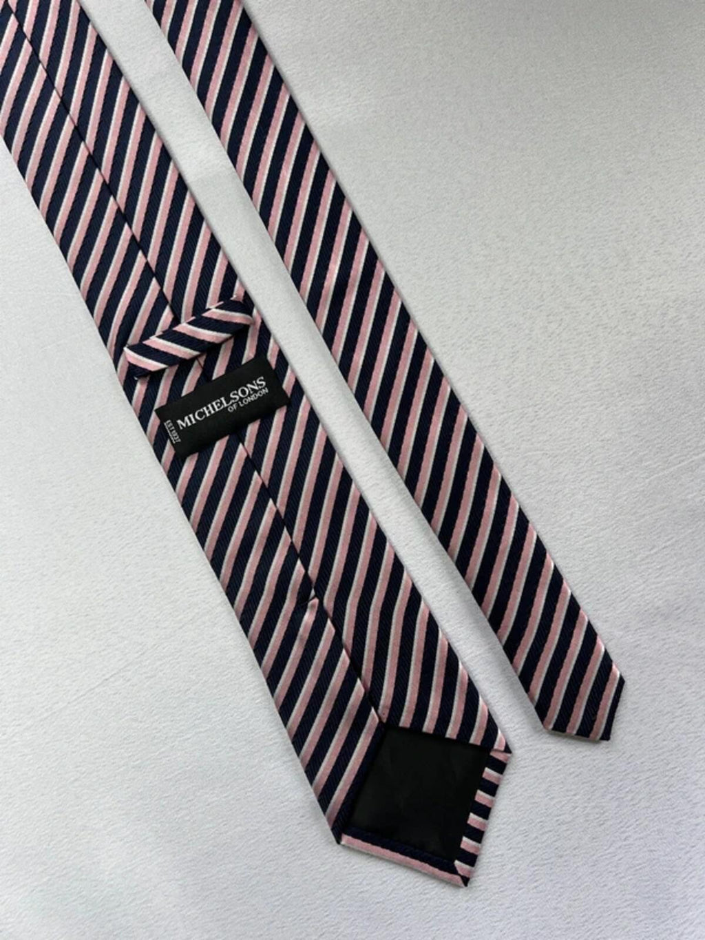 Michelsons Of London | Pink and Navy Necktie | Silk