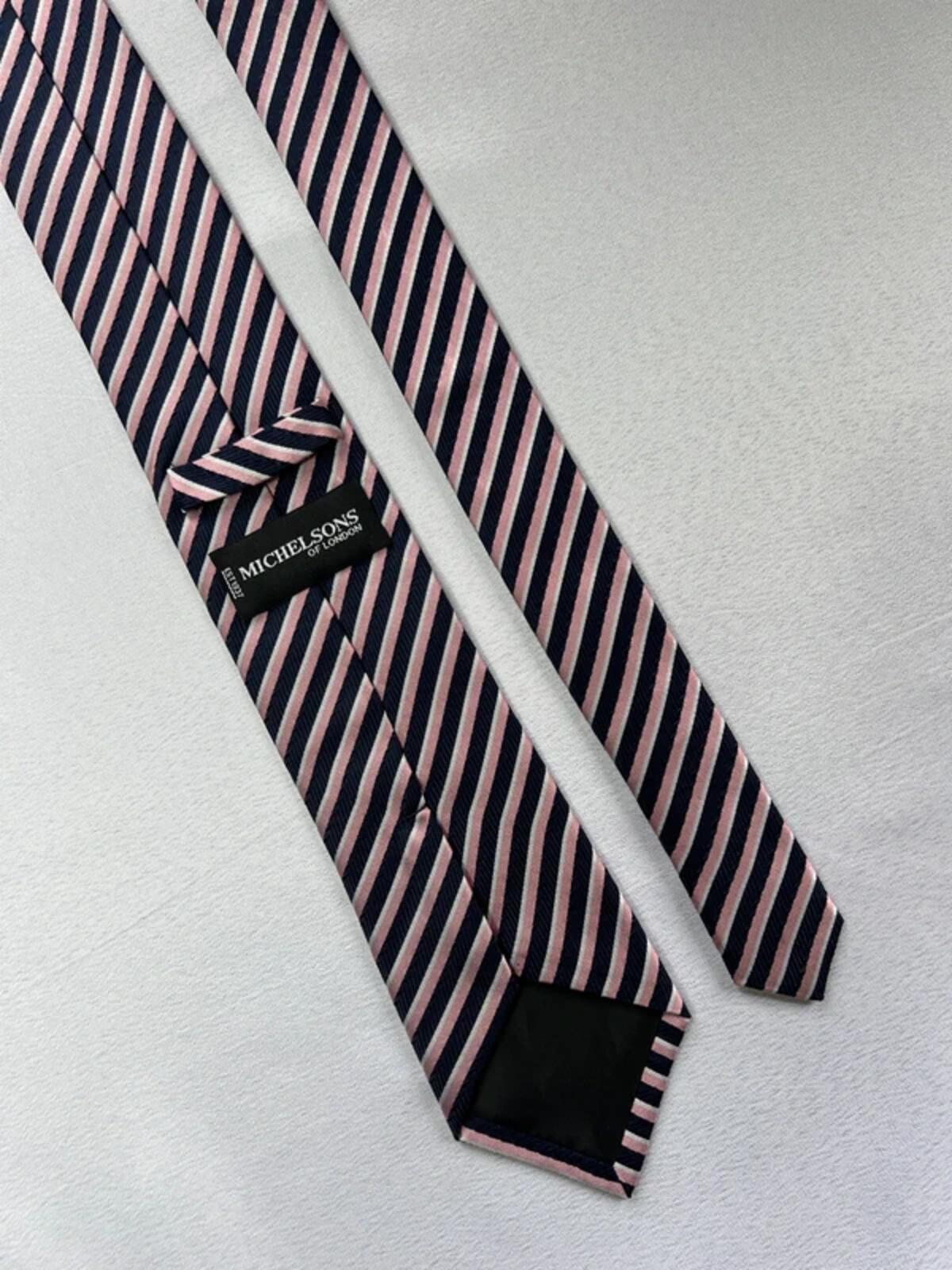 Michelsons Of London | Pink and Navy Necktie | Silk
