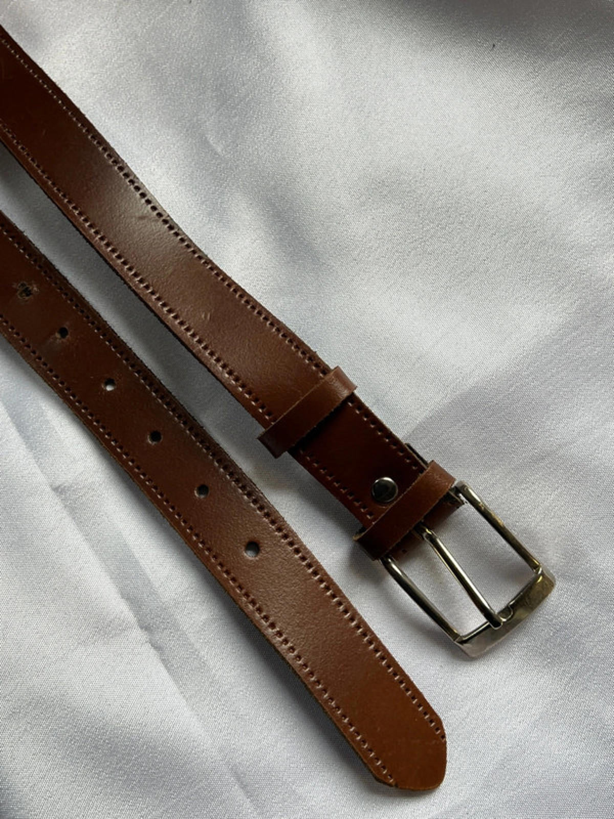 Vintage French Belt | Brown Calf Leather