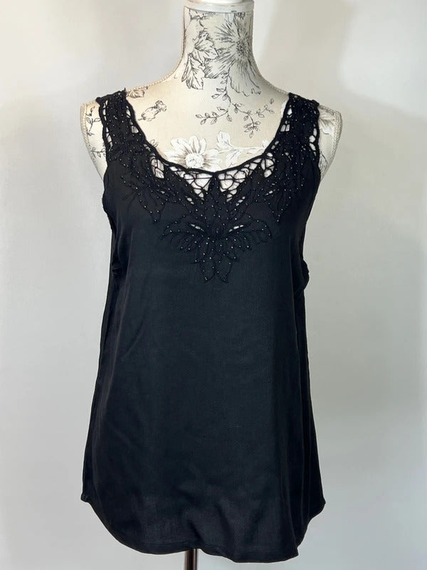 SunDay | Size 10 | Y2K black lace embroidered cami