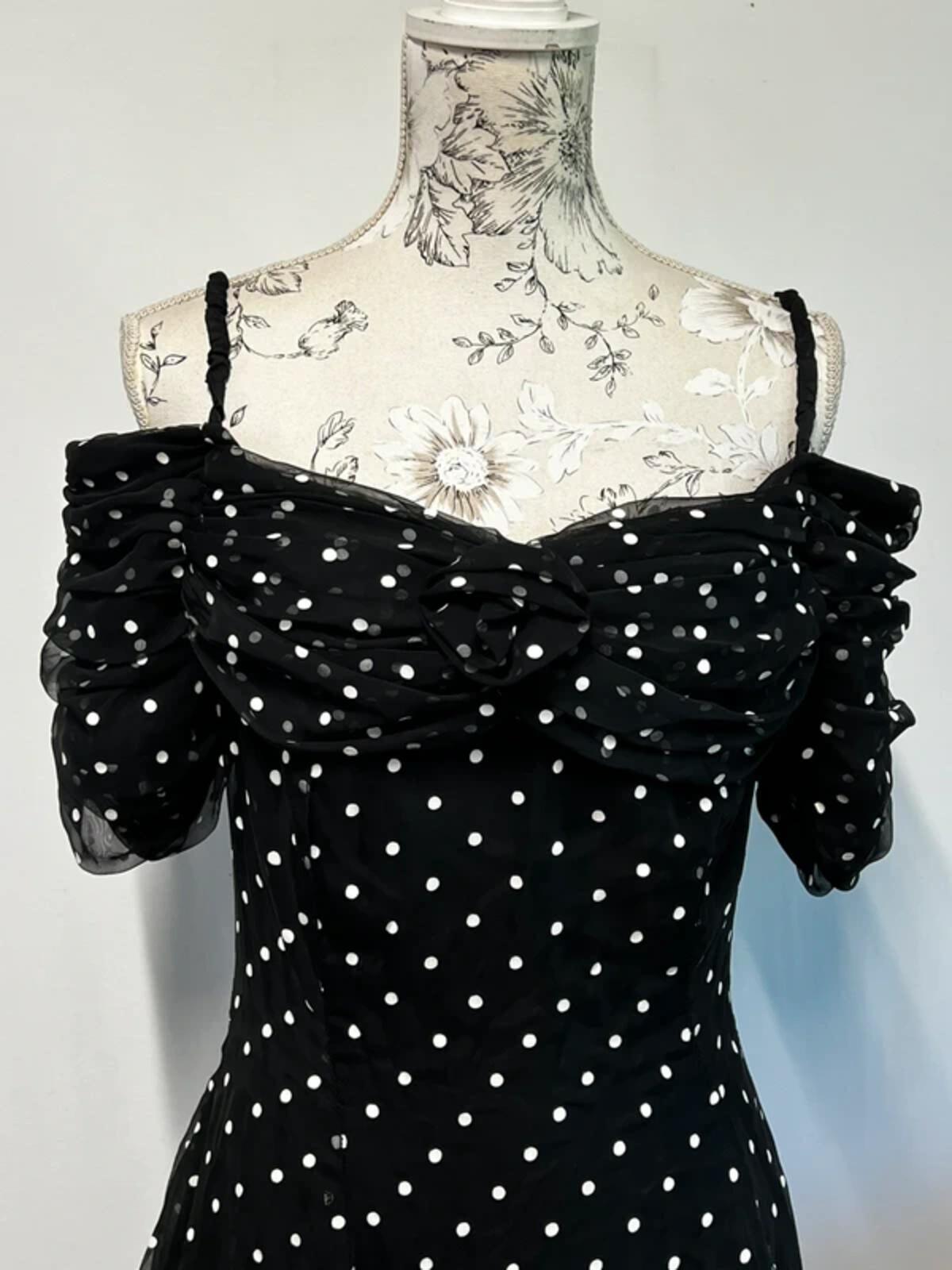 Berkterex 1980’s Party Dress | Size 12 | Black polka dot