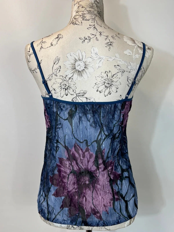 Per Una | Size 16 | Navy floral crinkle style cami