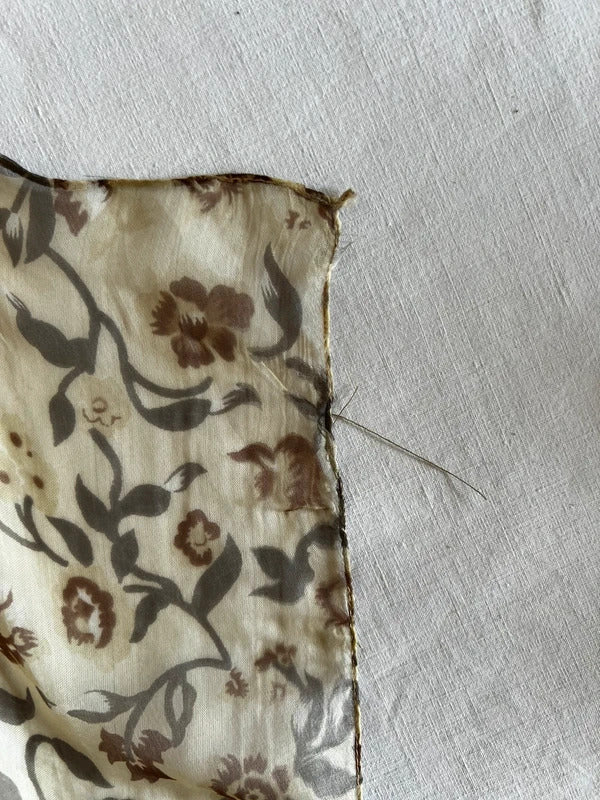 Ladies vintage-style sheer floral scarf in beige