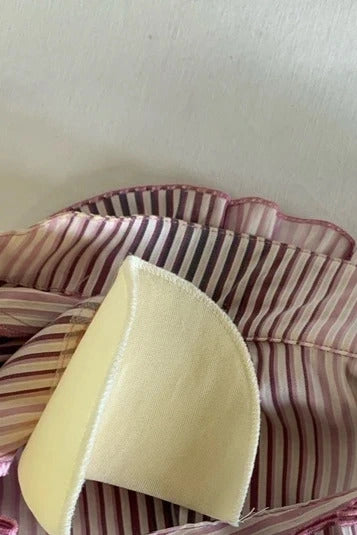 Size 16 | Vintage Style Pink and white ruffled striped shirt
