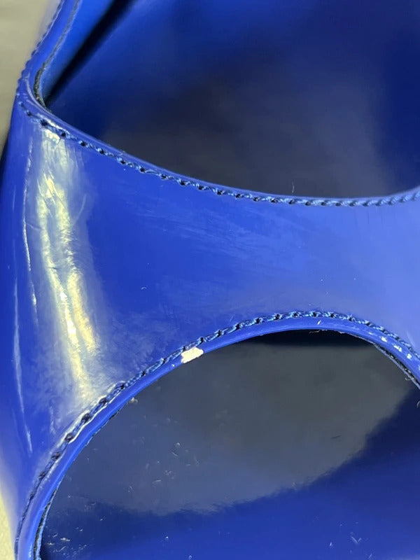 Spot On | Size 6 |  Chic blue open toe heels | Faux Patent Leather