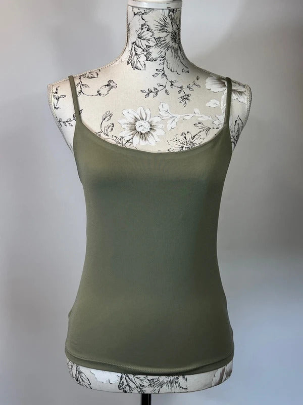 Castelli | Size 14 | Y2K Essential Khaki spaghetti strap vest top
