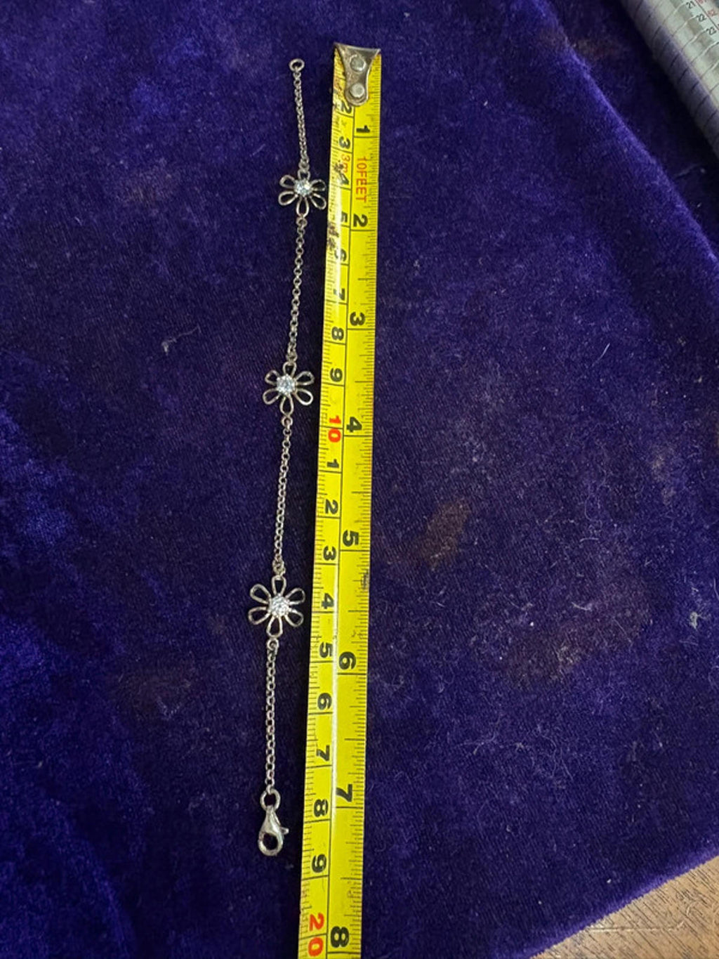 925 Silver Floral Bracelet | Cubic Zirconia | 7.25 inches