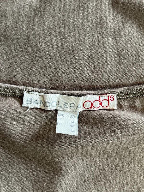 Bandolera | Size 14 | Y2K khaki brown spaghetti strap top