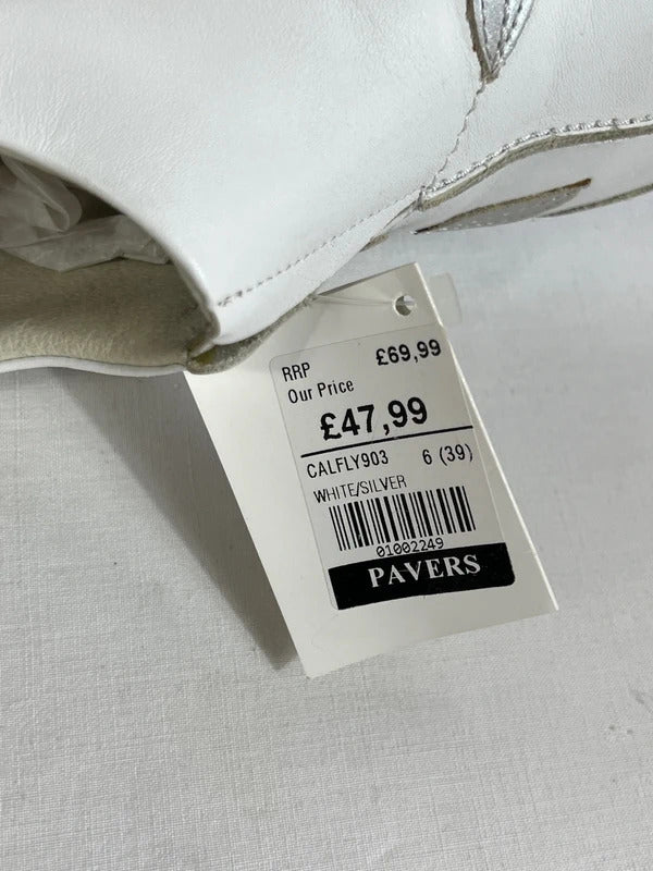 Fly Flot | Size 6 | White and silver slip on boat shoes