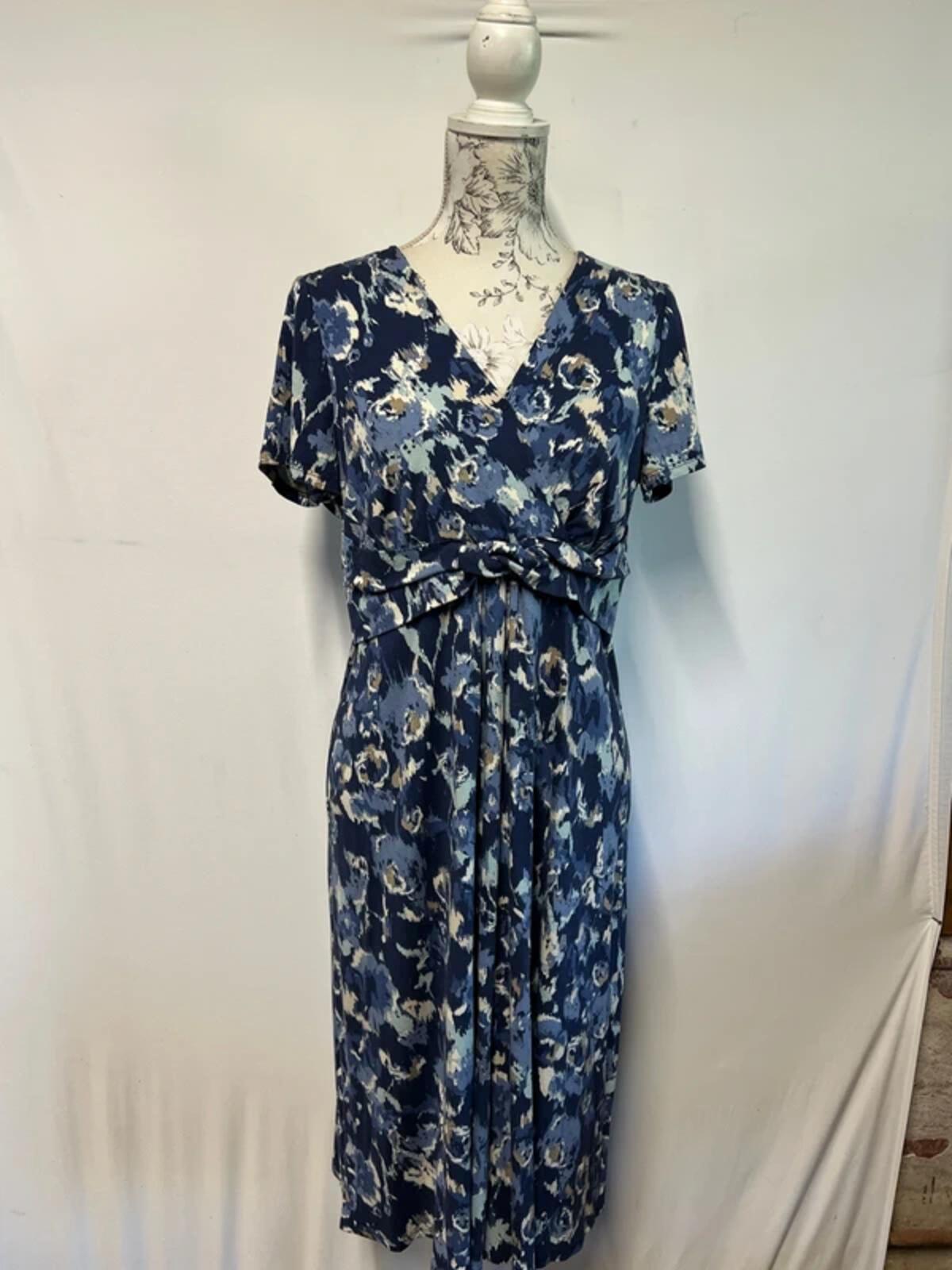 East | 14 | Blue Midi Dress | Viscose/Elastane/Polyester blend