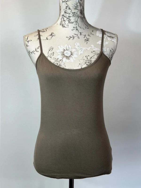 Bandolera | Size 14 | Y2K khaki brown spaghetti strap top