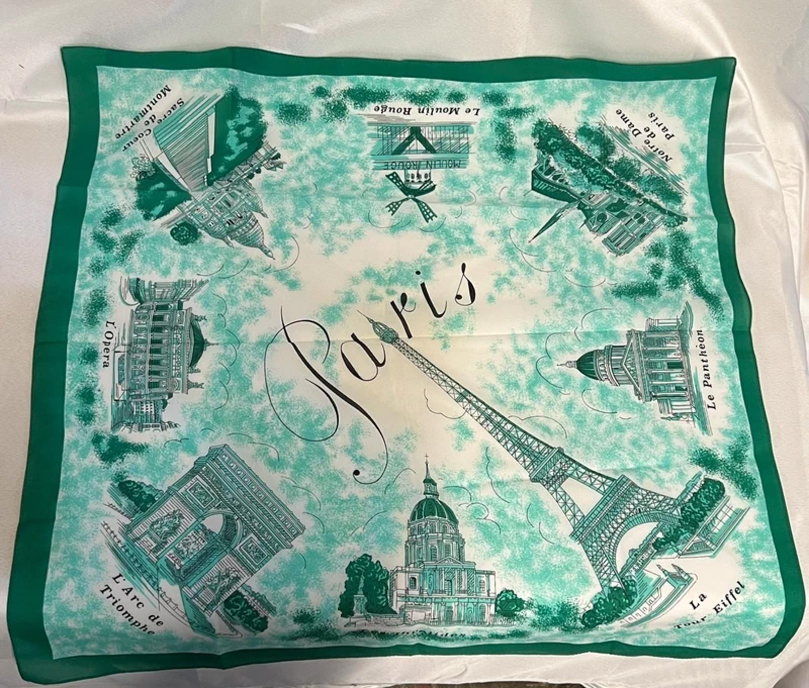 Ladies Paris Themed Necktie/Bandanna | Green