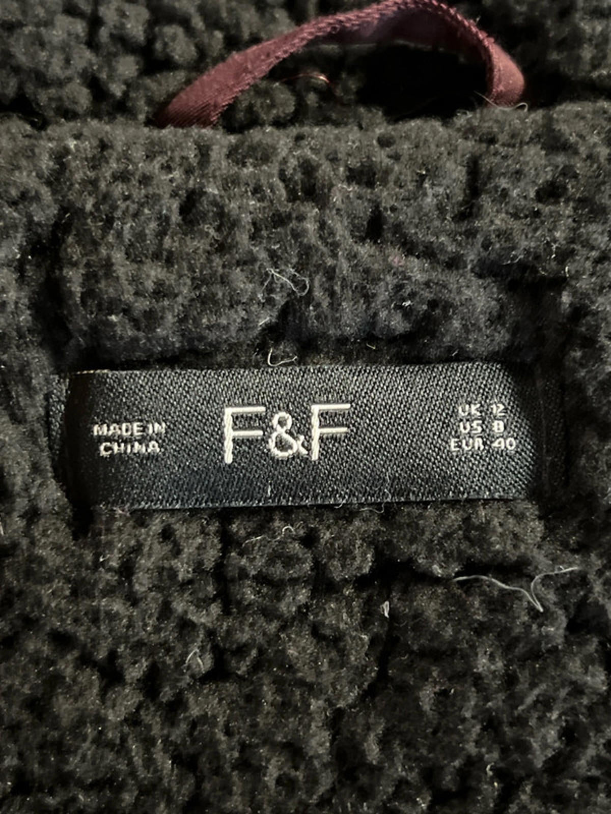 F&F | 12 | Maroon/Burgundy Faux Fur Coat