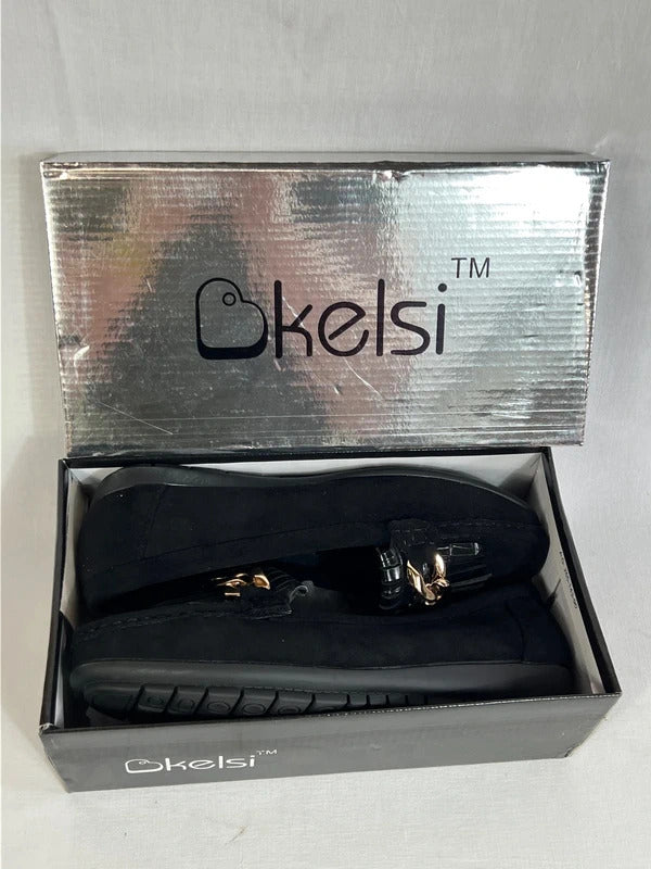 Kelsi | Size 3 | Stylish classic black loafers with gold tone details