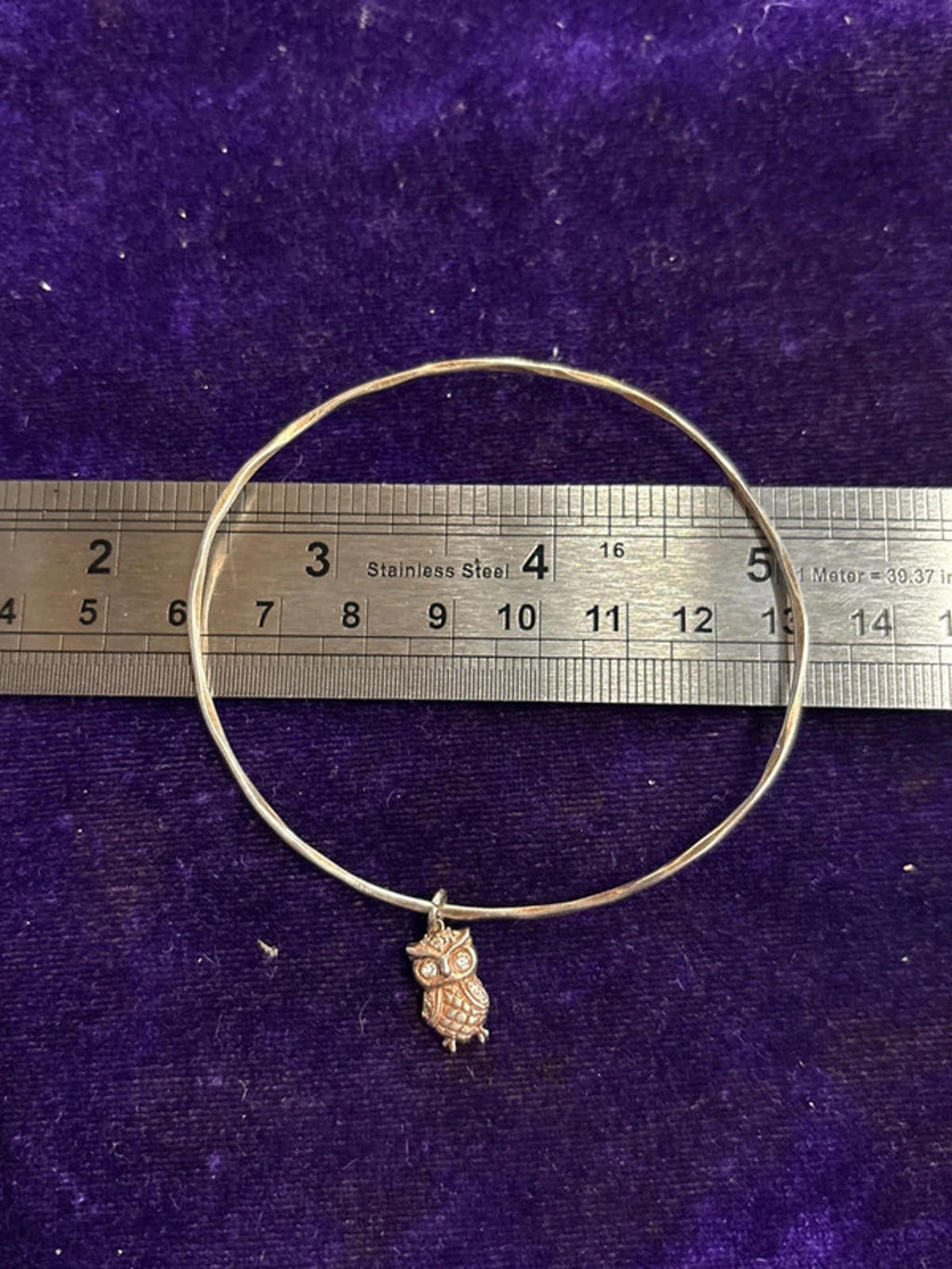 Copper Bangle with Owl Charm