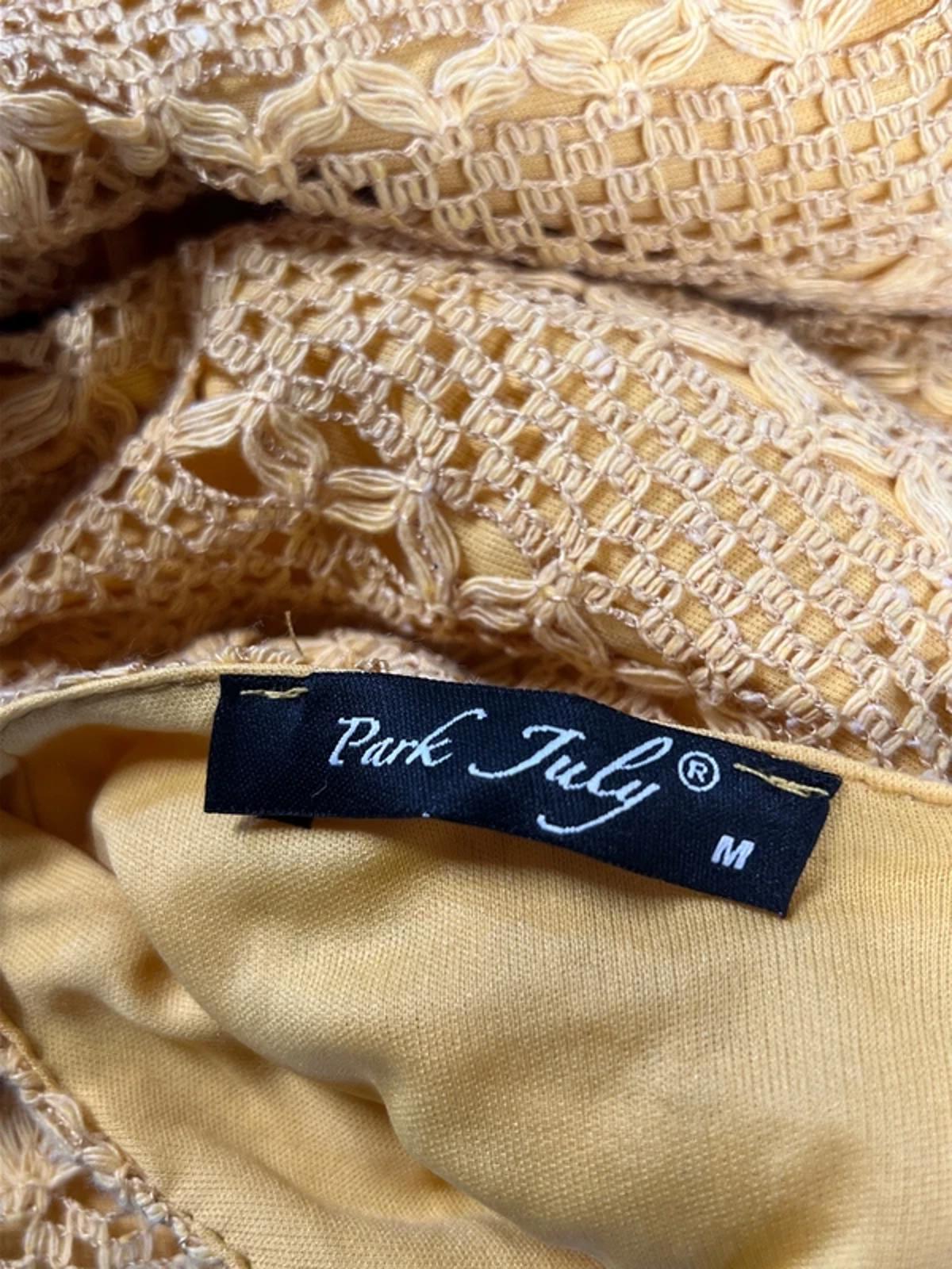 Park July | M | Boho Canary yellow crochet dress with hessian belt