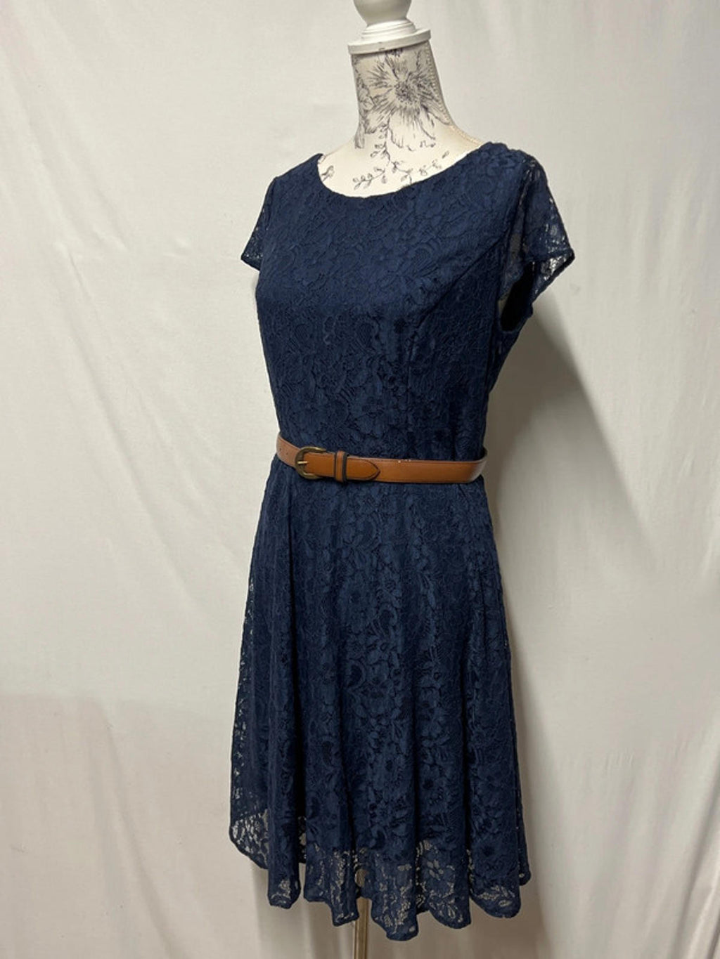 F&F | 14 | Navy Blue Lace Dress | Nylon/Polyester