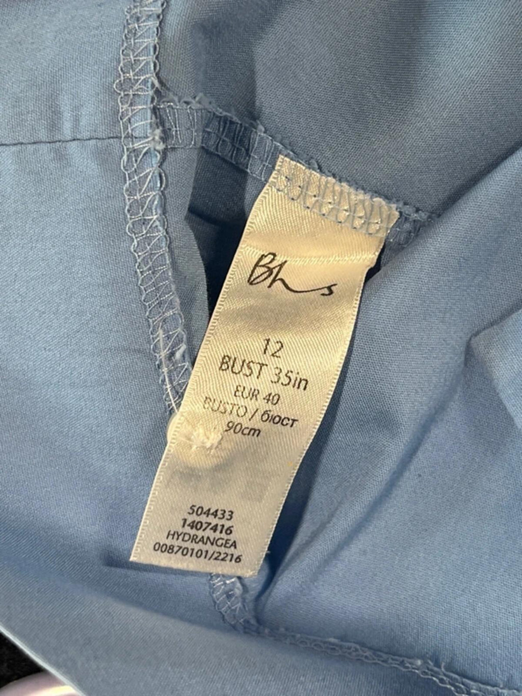 BHS | 12 | 3/4 Pale blue shirt | Cotton/Polyester blend