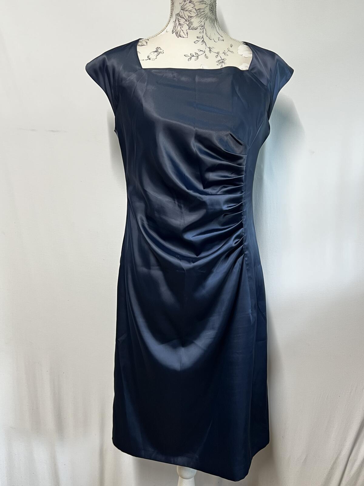 French Eye | Size 14 | Navy Assymetrical Ruffle Dress