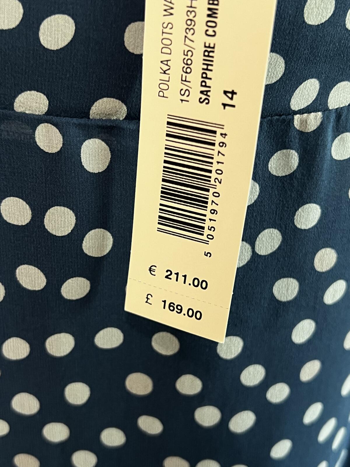 Fenn Wright Manson | Size 14 |  Navy Blue polka dot dress