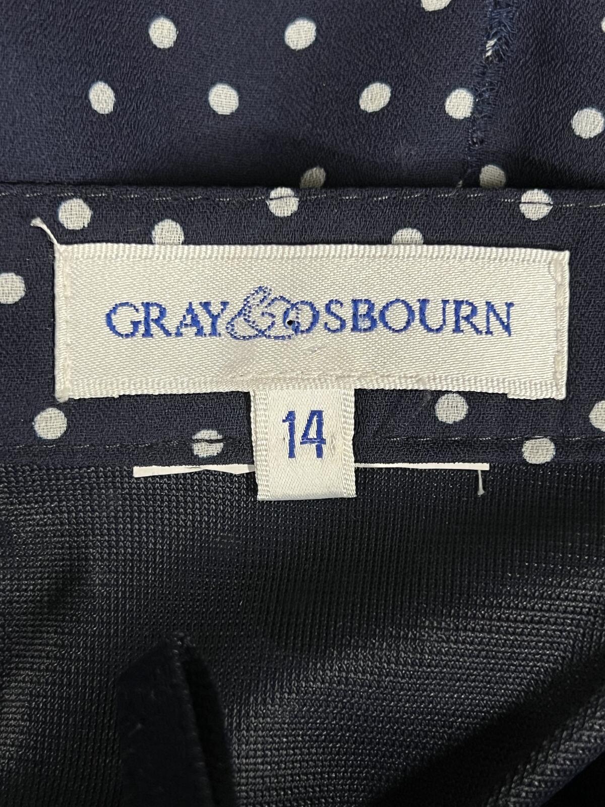 Gray & Osborne |14 | Long navy polka dot dress
