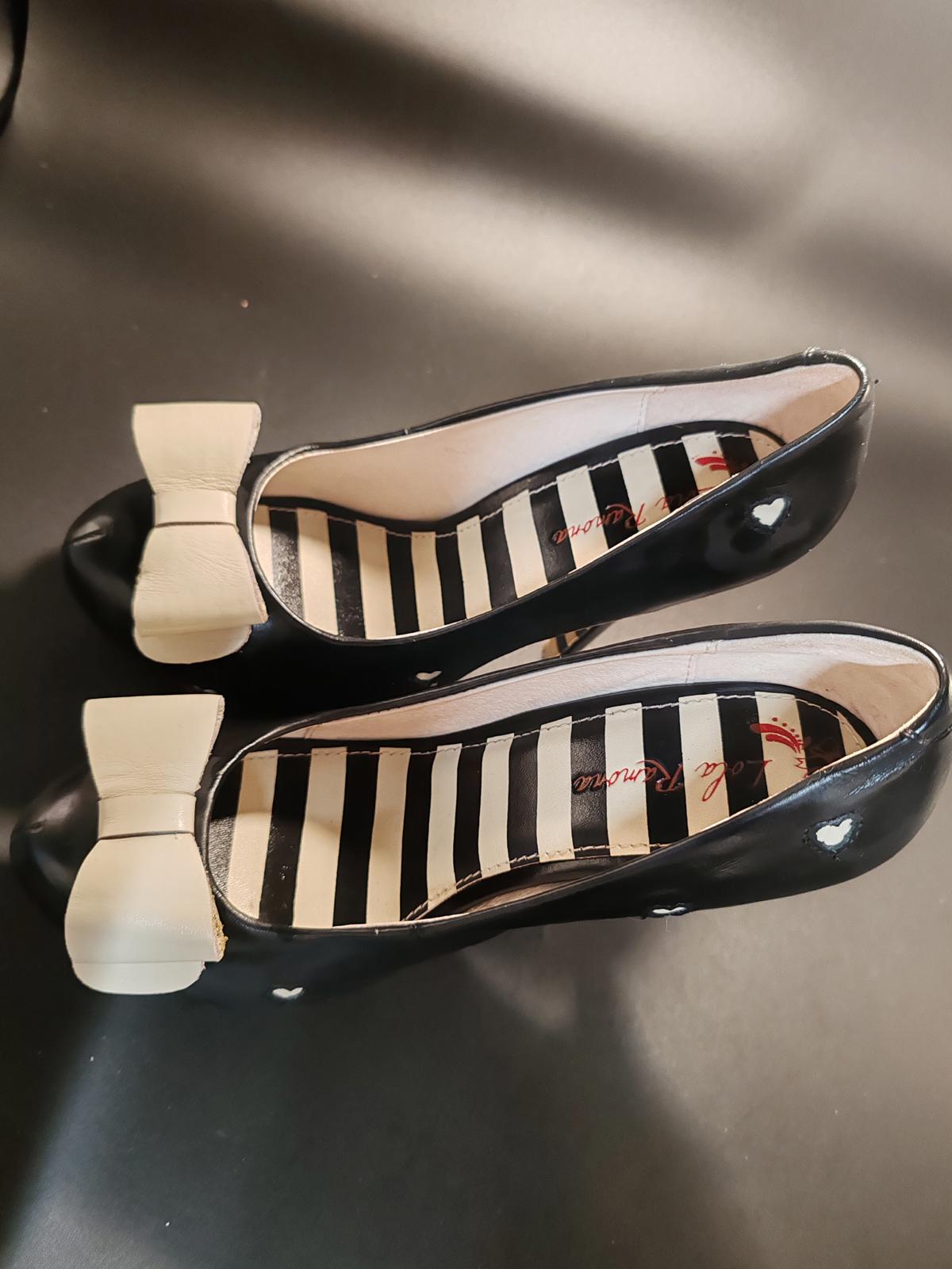 Lola Ramona Black and White Bow High Heel Shoes Size 5