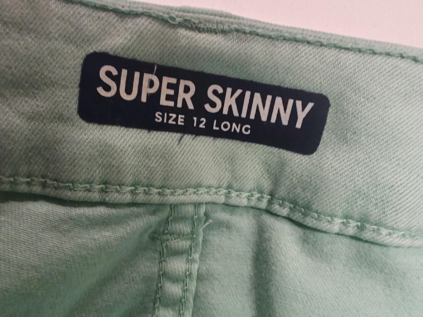 Jeans | UK Size 12 Long | Mint Green | Tencel