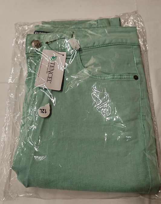 Jeans | UK Size 12 Long | Mint Green | Tencel