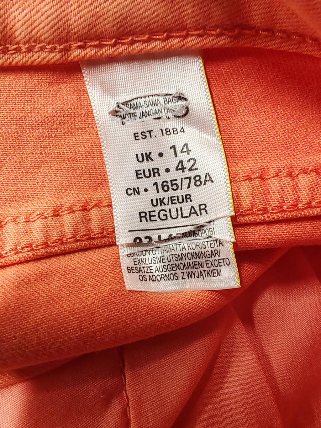 Super Skinny Jeans | UK 14 | Orange | Cotton