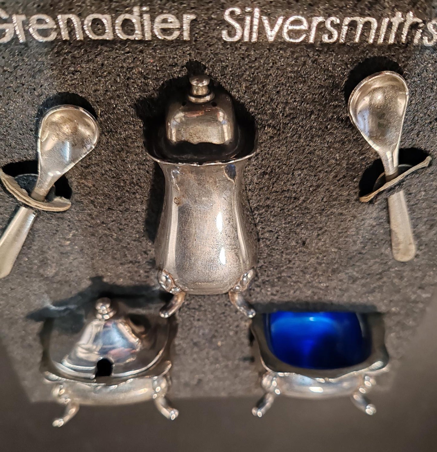 Gernadier silversmiths condiment set