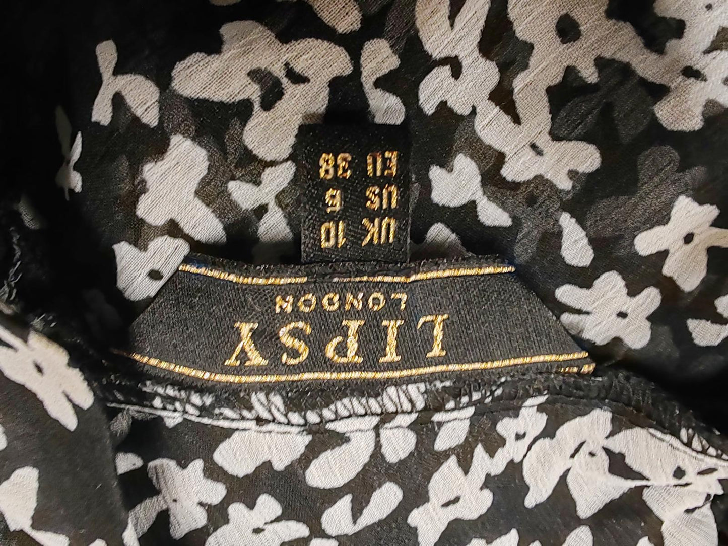 Lipsy | UK 10 | Black & White Floral | Polyester