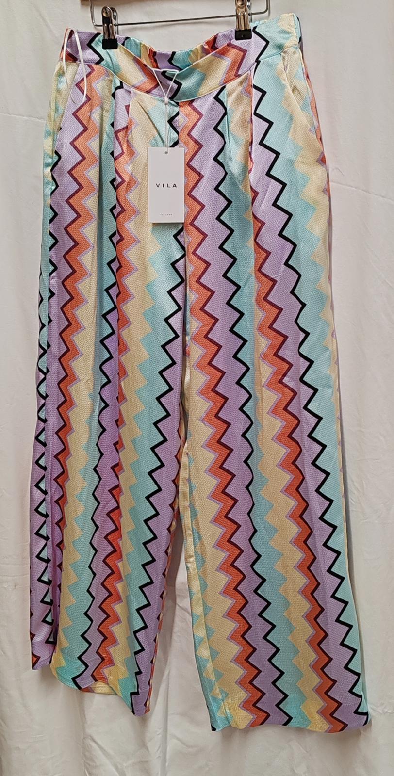 Vila | EU 38 | Multi-coloured Trousers | Polyester