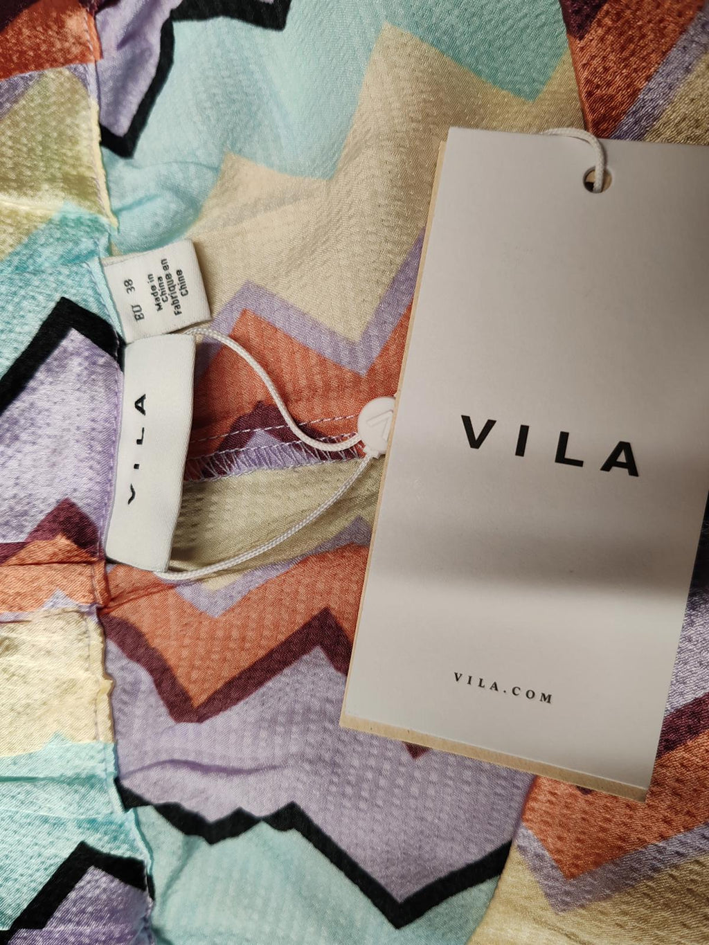 Vila | EU 38 | Multi-coloured Trousers | Polyester