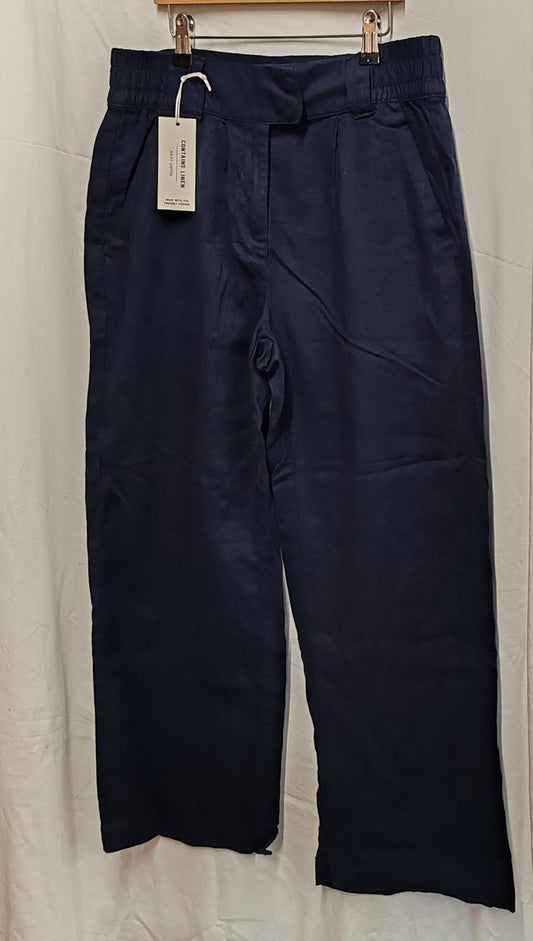 NEXT | UK 10 Petite | Blue Linen Trousers | Linen