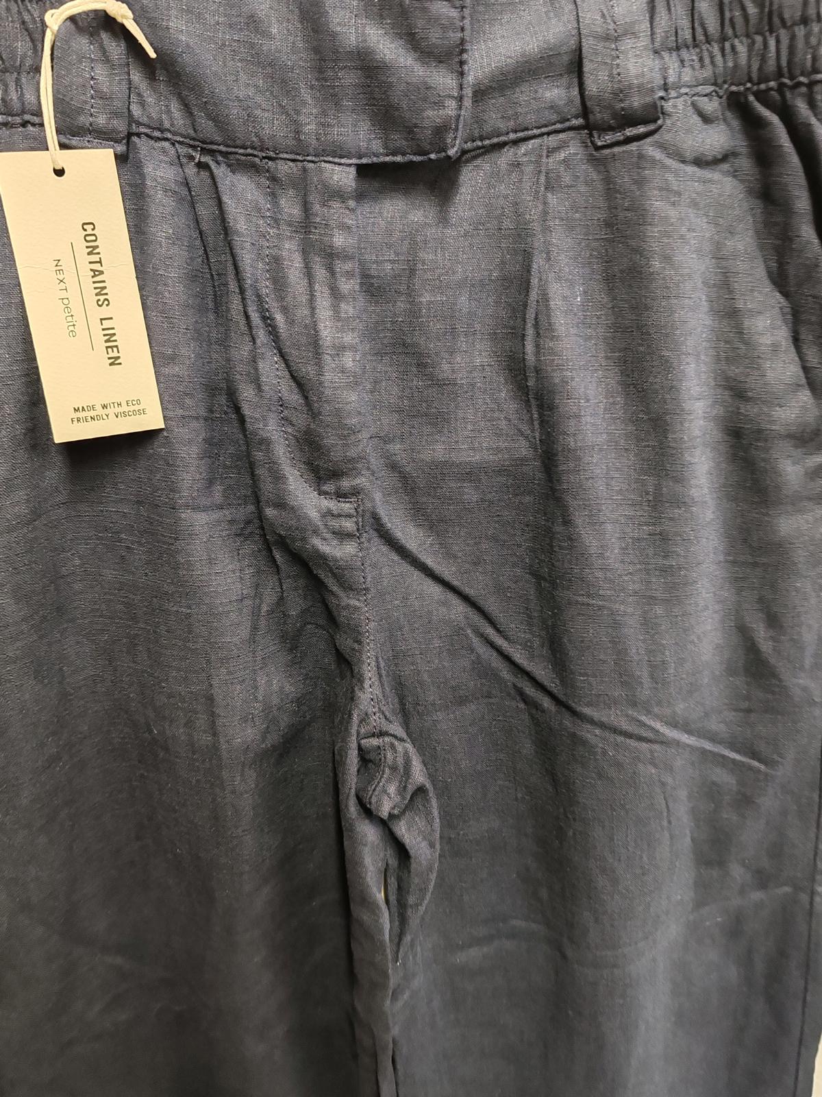 NEXT | UK 10 Petite | Blue Linen Trousers | Linen