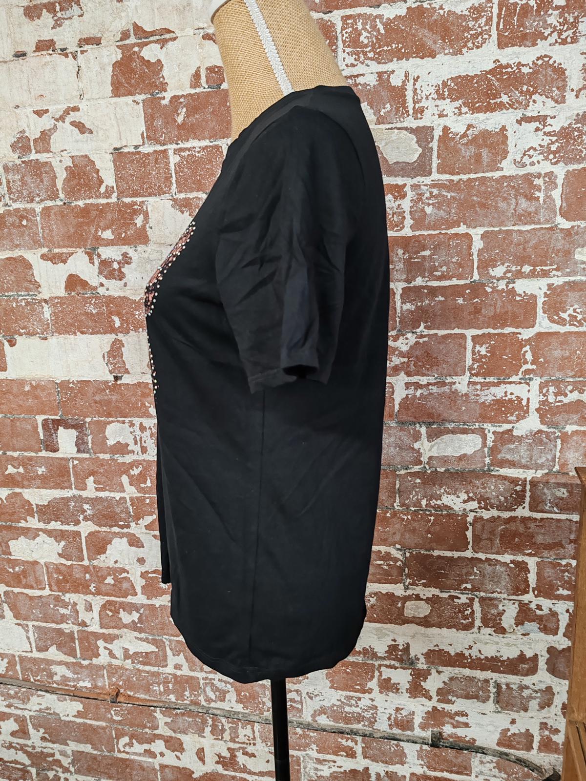 River Island | UK 10 | Black Butterfly TShirt | Cotton