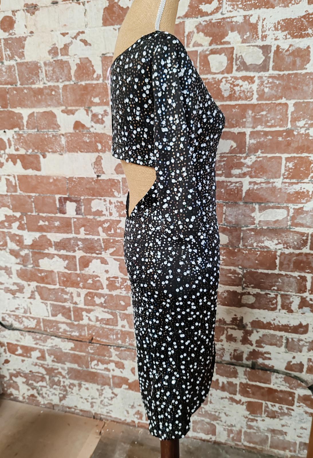 Jessica | UK 10 | Black with Sequin Dress | Polyester