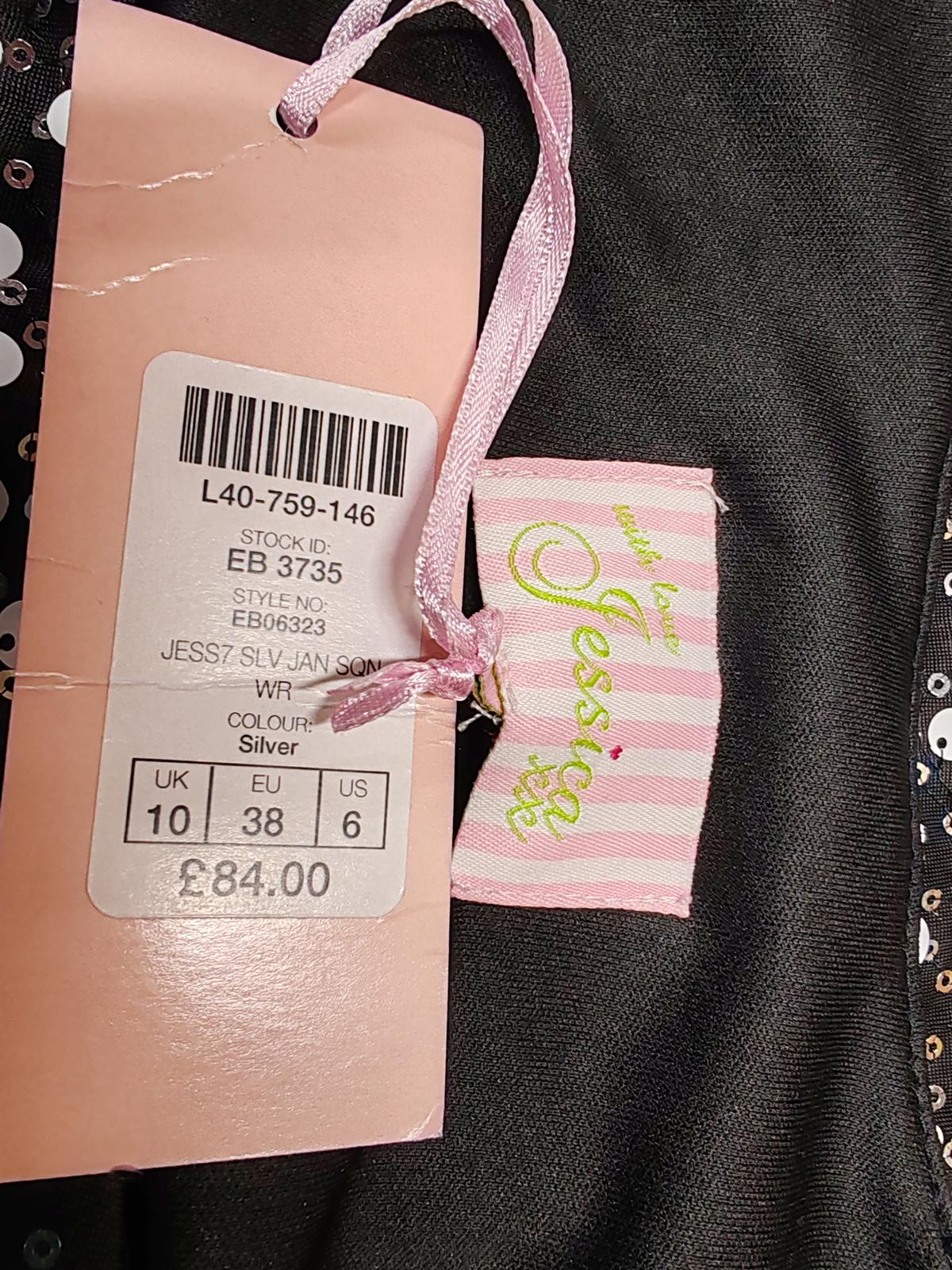 Jessica | UK 10 | Black with Sequin Dress | Polyester