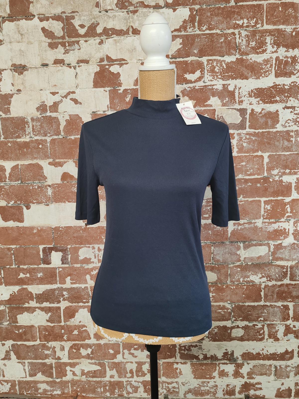 Next | M | Navy Ribbed TShirt | Cotton