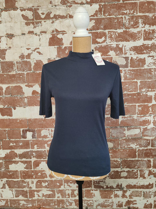 Next | M | Navy Ribbed TShirt | Cotton