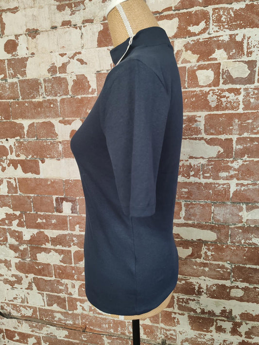 Next | M | Navy Ribbed TShirt | Cotton