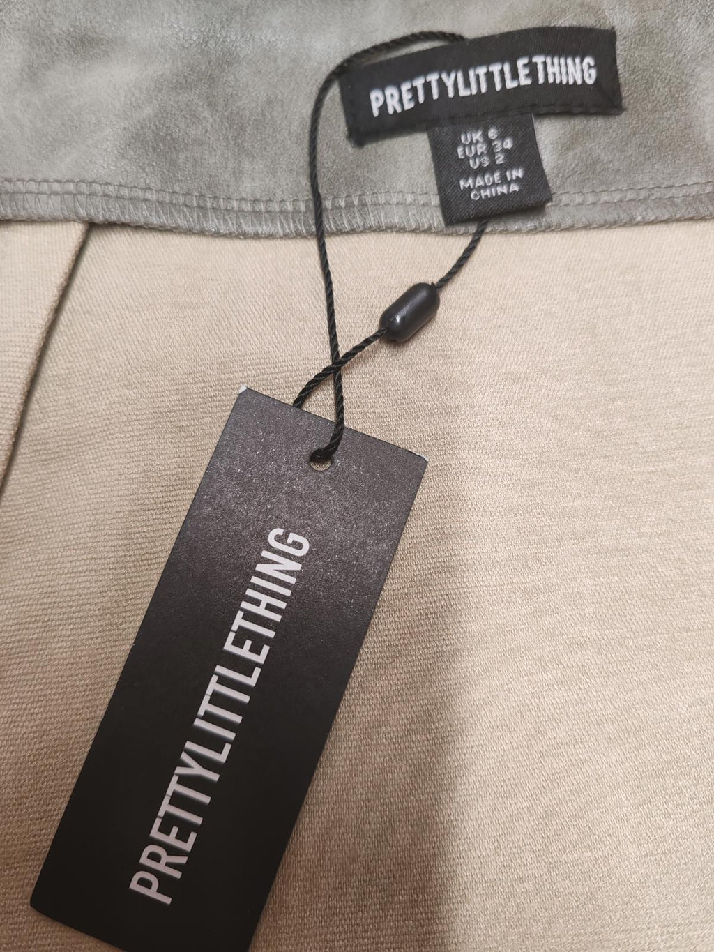 Pretty Little Thing | UK 6 | Khaki Mini Skirt | Polyurethane