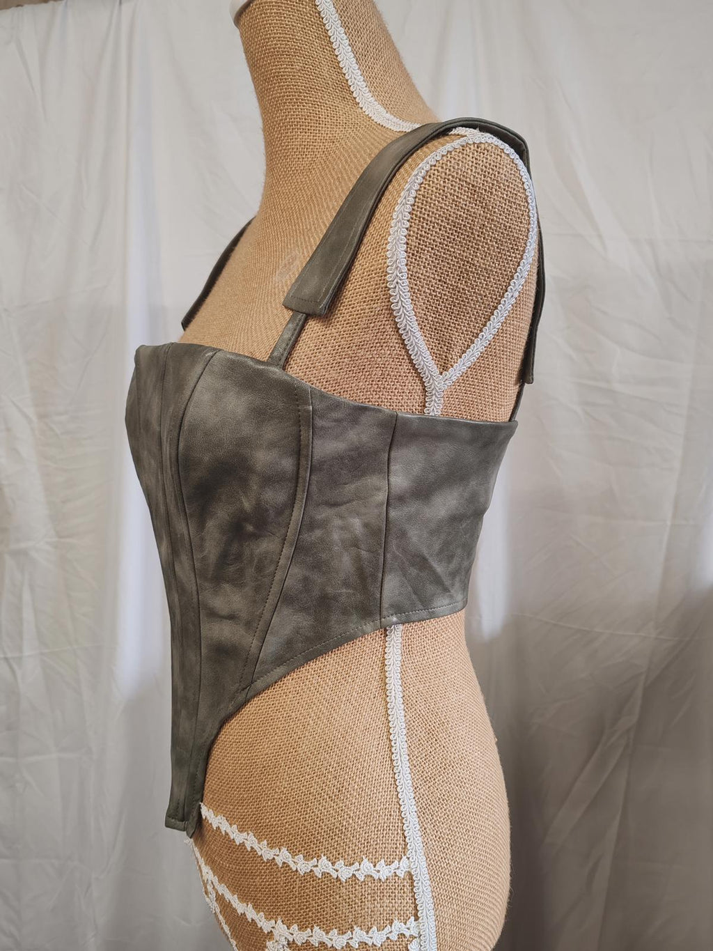 Pretty Little Thing | UK 8 | Khaki Corset Top | Polyurethane