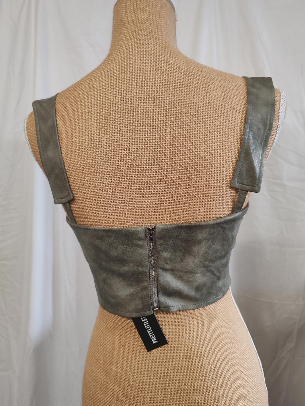 Pretty Little Thing | UK 8 | Khaki Corset Top | Polyurethane