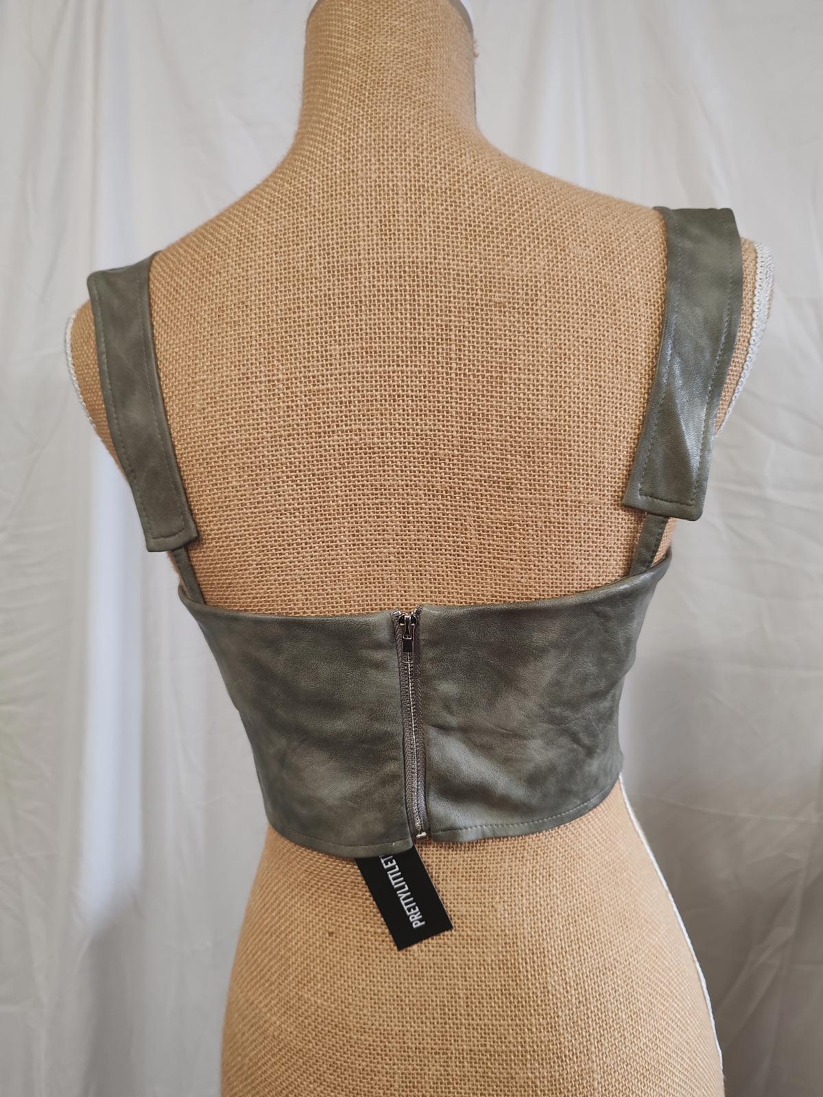 Pretty Little Thing | UK 8 | Khaki Corset Top | Polyurethane