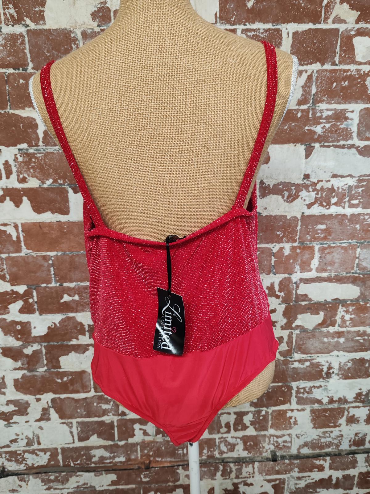Limited | UK 22 | Red & sparkle Bodysuit | Polyester